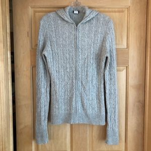 JCrew Hooded Cable Knit Cardigan